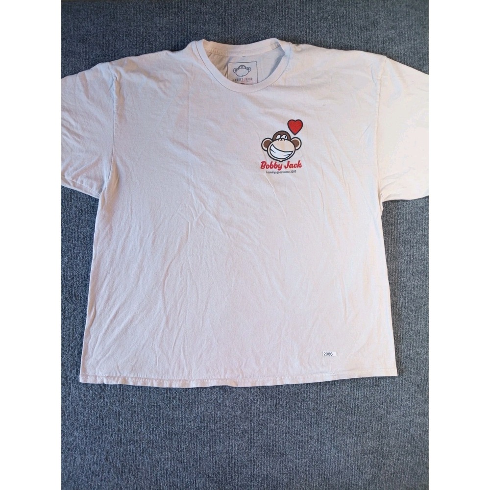 Bobby Jack T Shirt Mens XXL White Monkey Heart Graphic Y2K Cute Tee